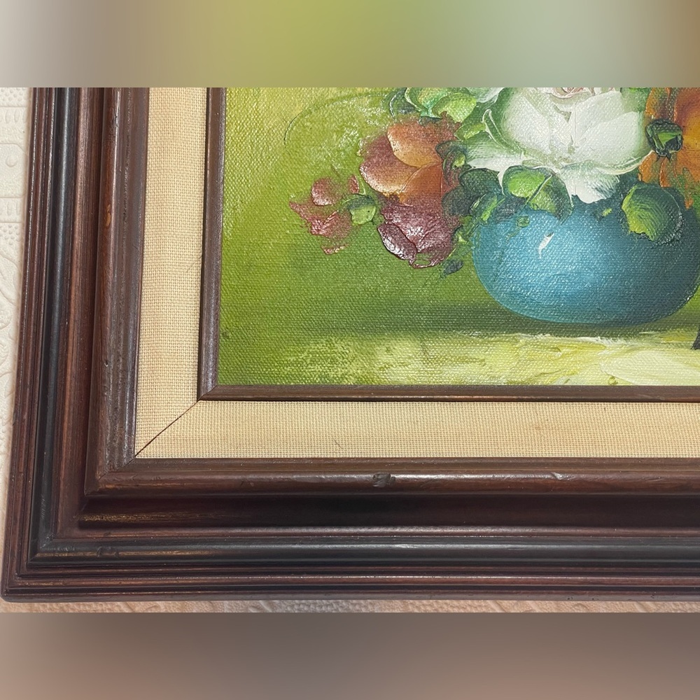 VINTAGE SIGNED B. REAGAN OIL ON CANVAS ROSES FLOWERS PAINTING 8"X10" FRAMED - Picture 10 of 13